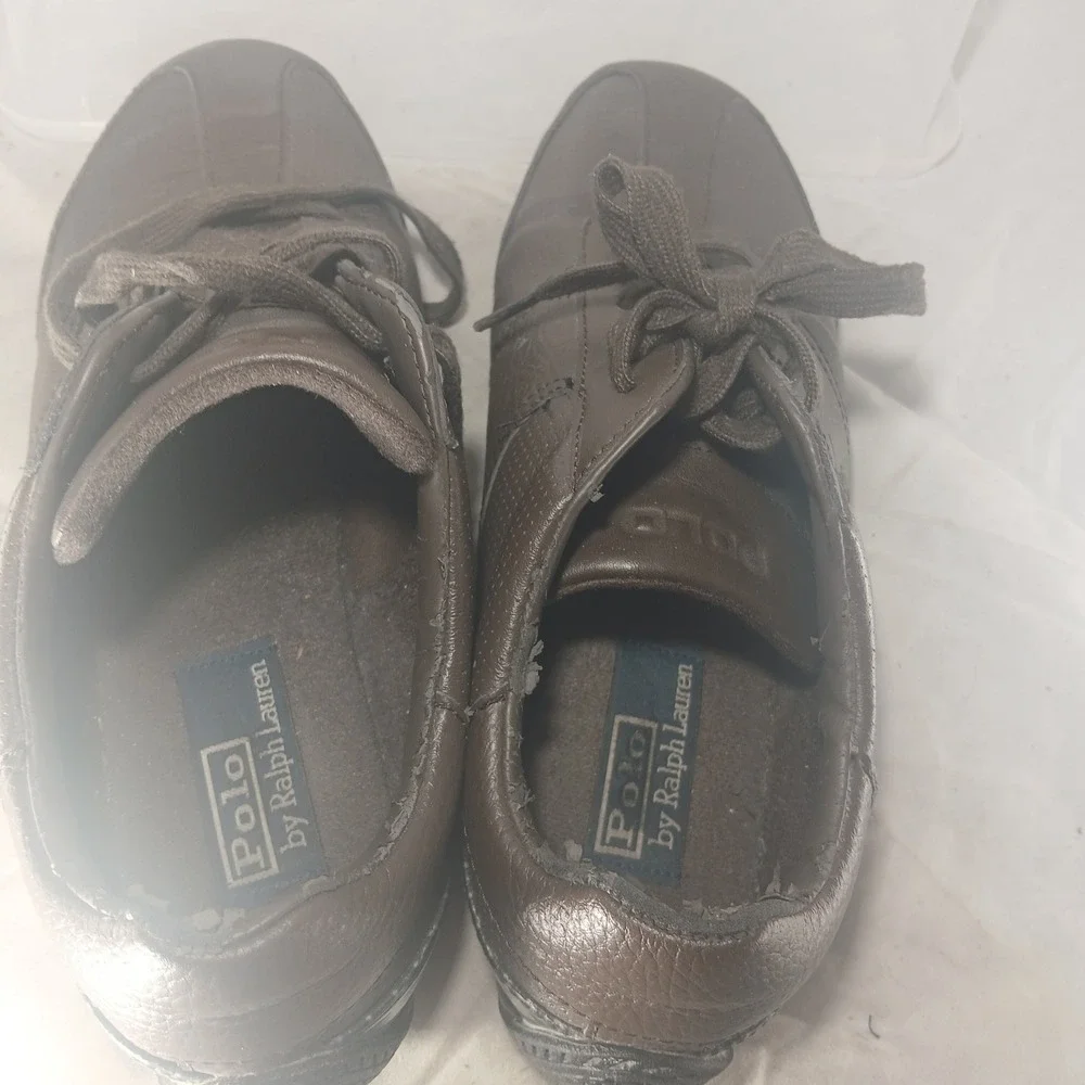 Polo Ralph Lauren‎ Bentwinds Mens Brown Leather Sneakers Shoes 0862 Size 10D